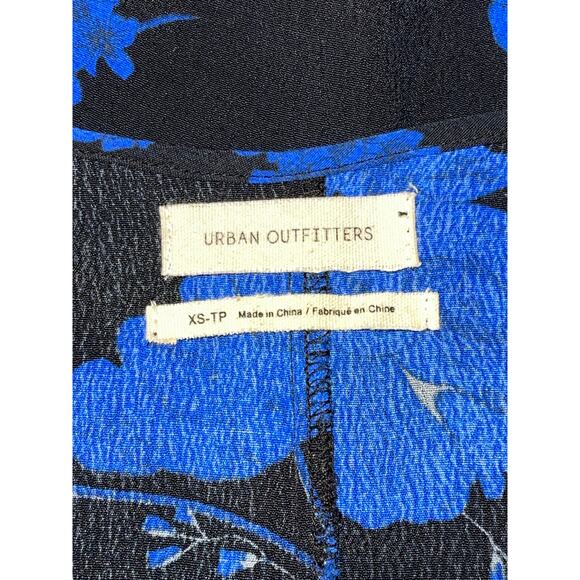 Womens Urban Outfitters Black Blue Floral Spaghetti Strap Wrap Tie Dress XS‎ - Picture 5 of 6
